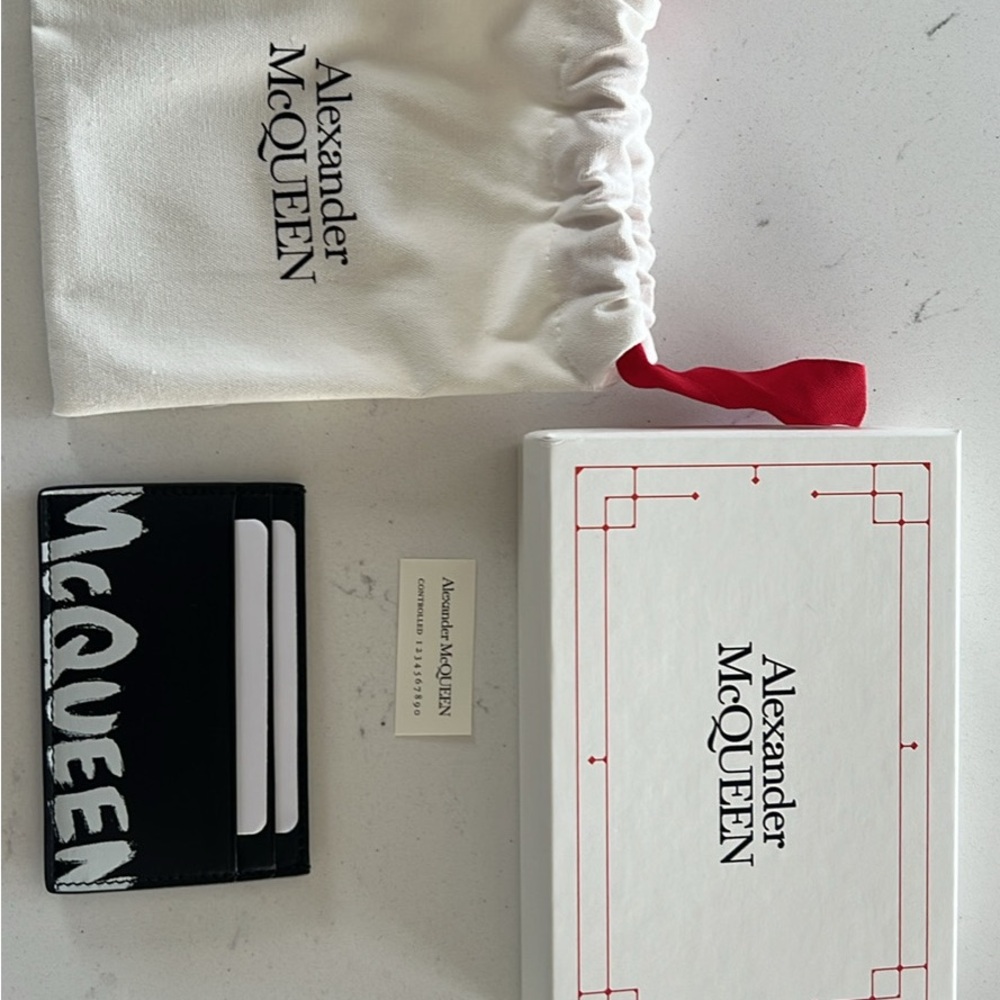 Alexander McQueen Black Leather Card Holder